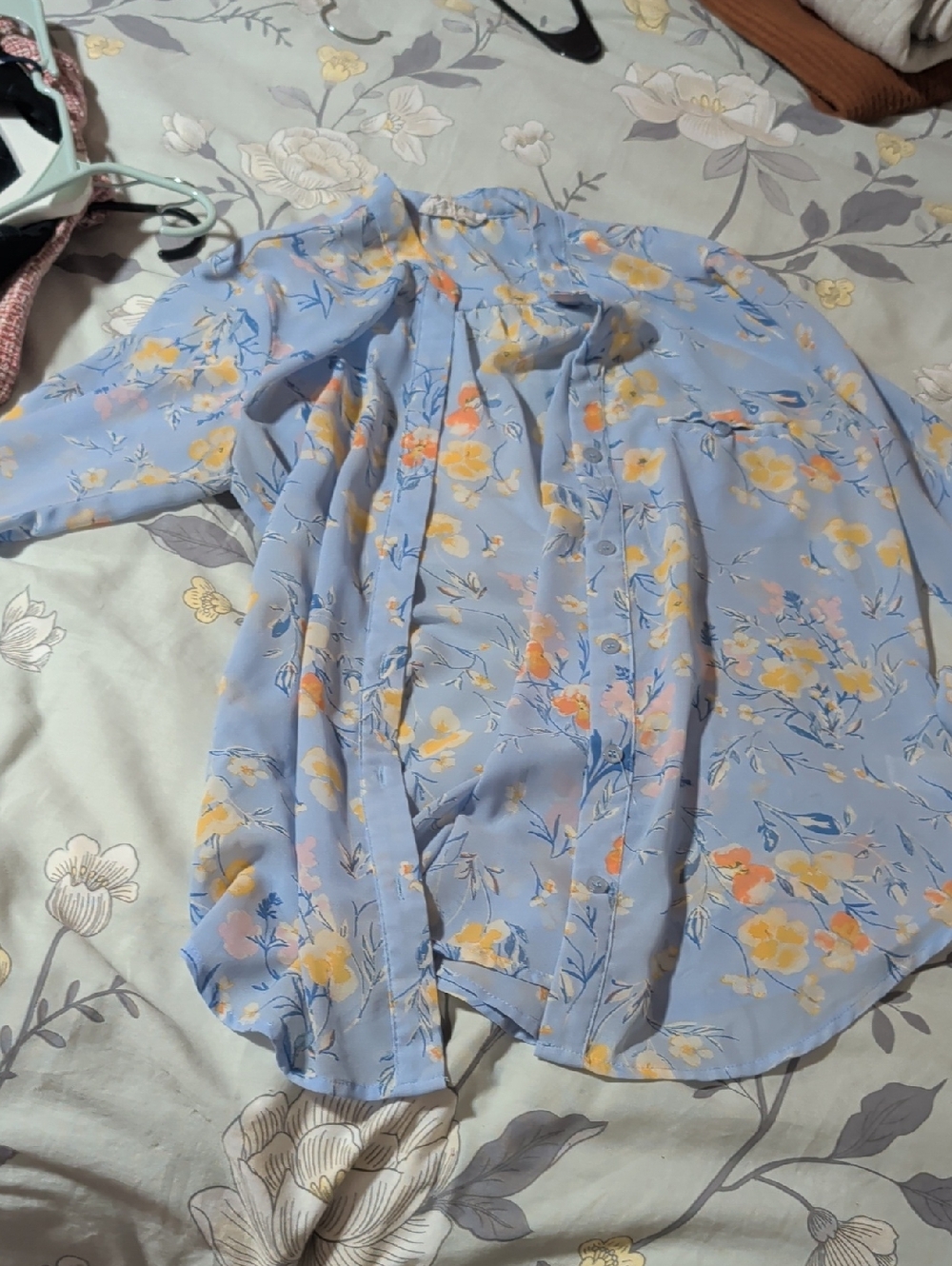 Light Blue Floral Button-Down Shirt